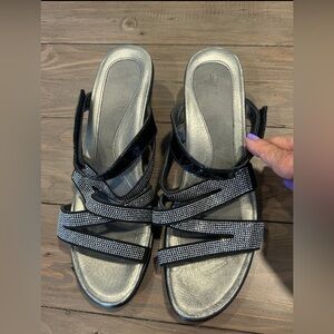 NAOT Formal Sandal, Black/Silver, 42 M EU 11 -11.5 US